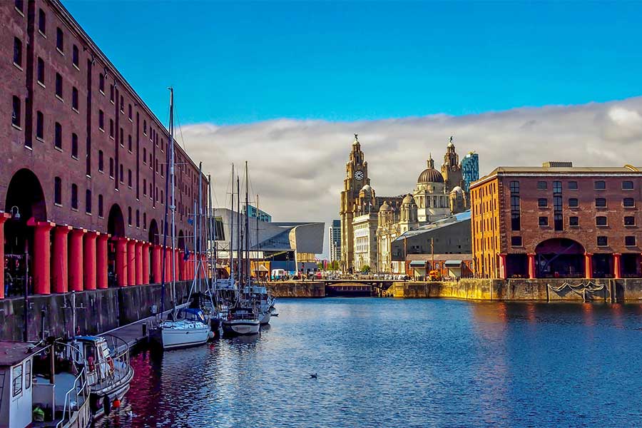 Albert Dock Liverpool on a summers day