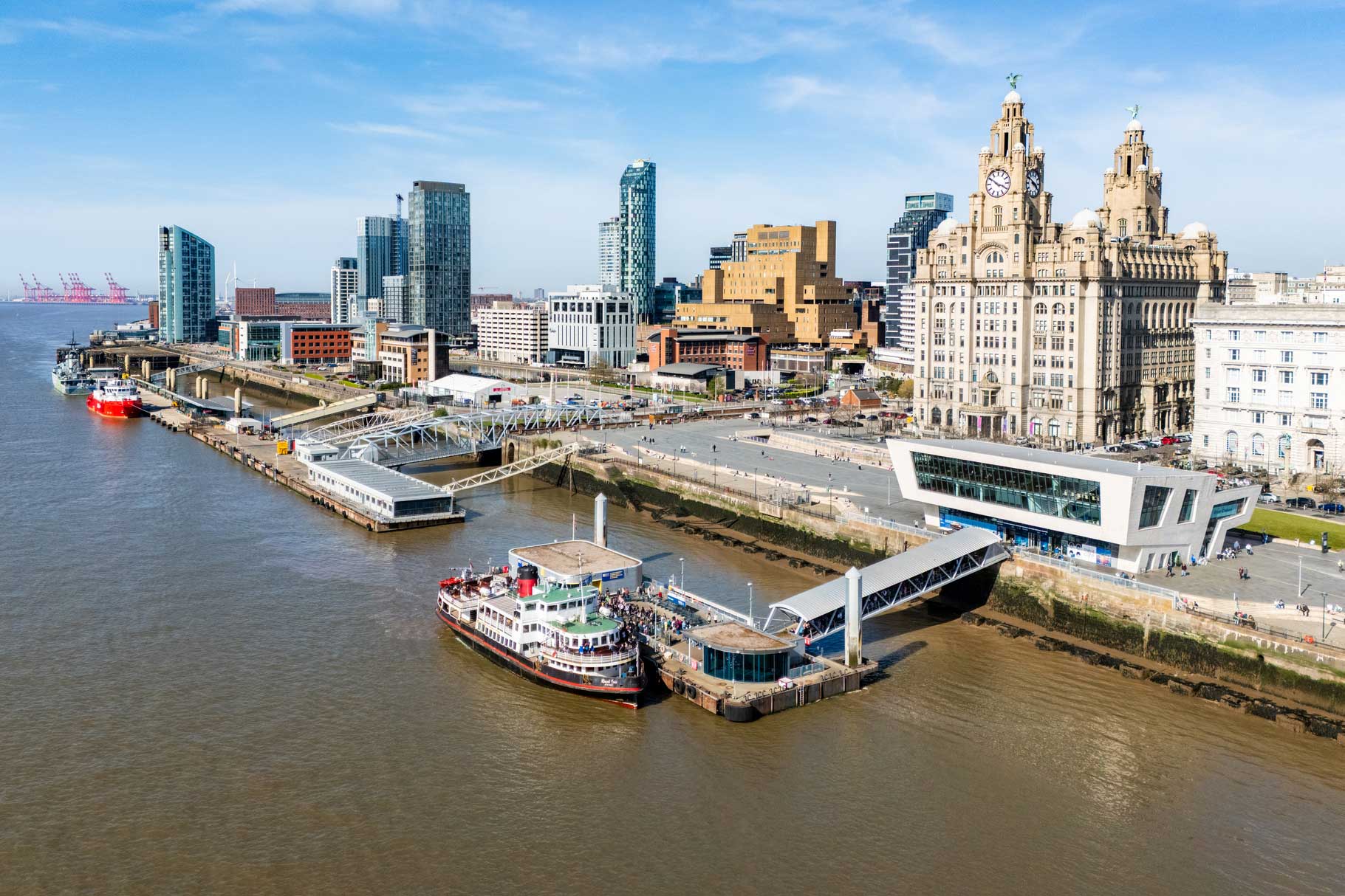 Aerial view of the Liverpool Ferry Terminal